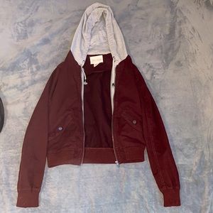 Sky and Sparrow burgundy jacket w/ grey hood